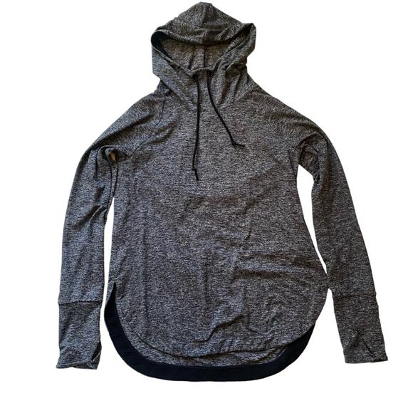 Athleta Tops - Athleta Uptempo Hooded Pullover in spacedye Black and Gray XS